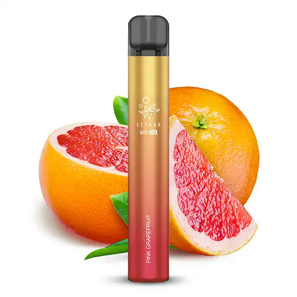 Bild mit Elfbar Pink V2 Grapefruit im Hintergrund sind Grapefruits