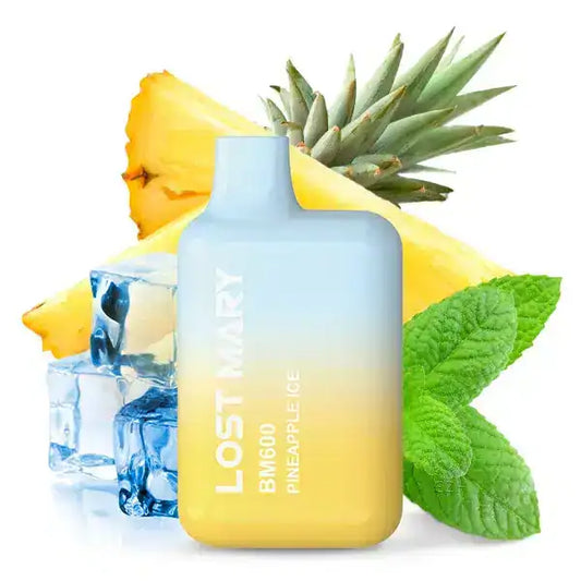 Lost Mary Pineapple Ice Produktbild mit Eis und Ananas im Hintergrund