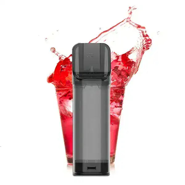 ELFA Pods Pink Lemonade Produktbild mit roter Limonade im Hintergrund