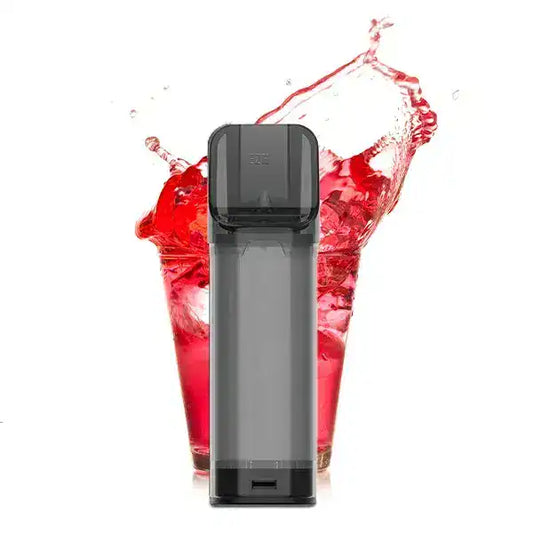 ELFA Pods Pink Lemonade Produktbild mit roter Limonade im Hintergrund