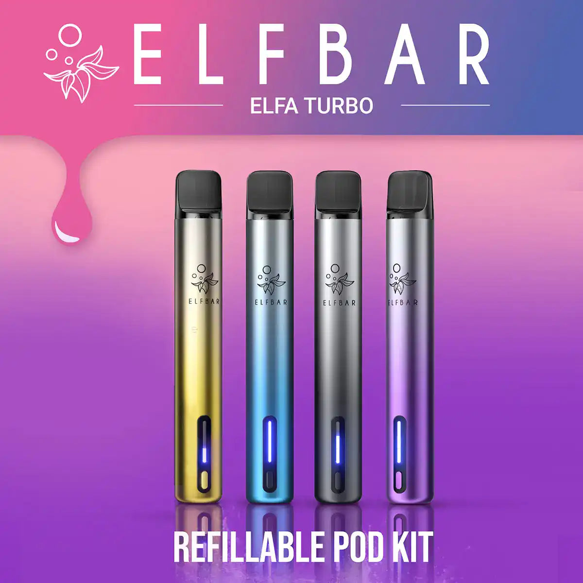 ELF BAR ELFA Turbo Refillable Pod Kit – 4 verschiedene Farben! Kompakt und benutzerfreundlich, ideal für Dampfer, die ein wiederauffüllbares System suchen. Dieses Kit bietet eine effiziente Dampferfahrung mit leuchtender Batterieanzeige und schnellem Ladebetrieb. Perfekt für alle, die auf der Suche nach einer zuverlässigen, wiederbefüllbaren Pod-Lösung sind.