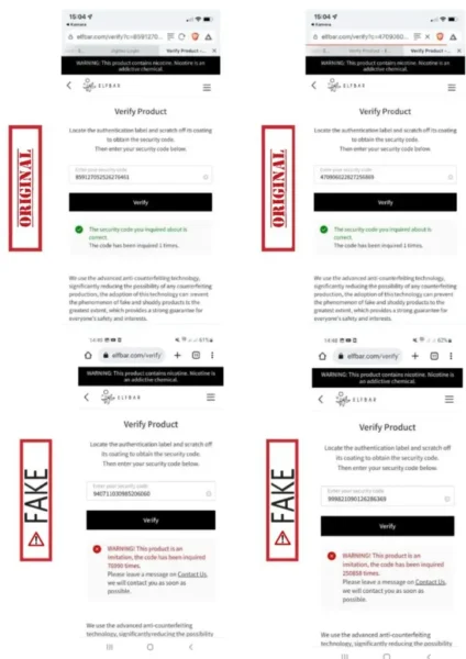 Originale Elfbars von Fake Elfbar unterscheiden können - Elfbar fakes erkennen