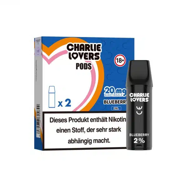 Charlie Lovers Blueberry Pods 20 mg/ml im Doppelpack, die Pods sind kompatibel mit dem ELFA Basisgerät.