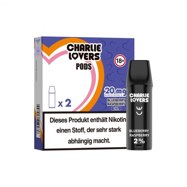 Charlie Lovers Blueberry Raspberry Pods 20 mg/ml im Doppelpack, die Pods sind kompatibel mit dem ELFA Basisgerät.