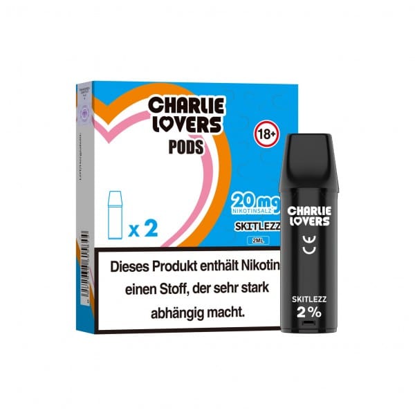 Charlie Lovers Skitlezz Pods 20 mg/ml im Doppelpack, die Pods sind kompatibel mit dem ELFA Basisgerät.