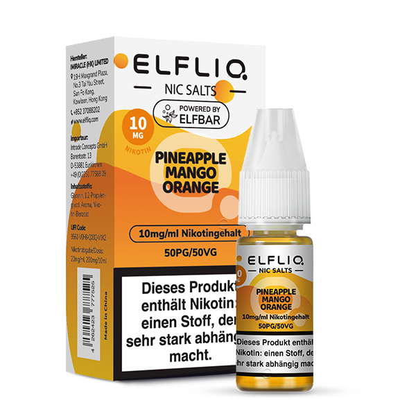 Elfliq Pineapple Mango Orange, 10 ml, 20 mg/ml Nikotingehalt Verpackung