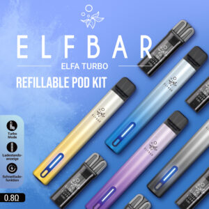 Elfbar Elfa Turbo Refillable Pod Kit in verschiedenen Farben, mit Nachfüllpods und LED-Lichtern