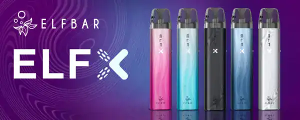 Elfbar ELF X Mehrweg-Vape-Pods in verschiedenen modernen Farben wie Pink, Blau, Schwarz und Silber. Das ELF X bietet ein hochwertiges Dampferlebnis mit innovativem Design und langer Nutzungsdauer. Diese wiederaufladbaren Geräte sind ideal für Dampfer, die eine langlebige, komfortable und stylische Lösung suchen. Perfekt kompatibel mit ELFLIQ eLiquids für ein intensives Geschmackserlebnis.