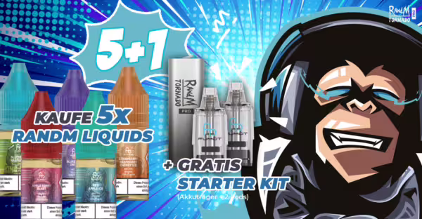 Randm Liquid, 39 Geschmacksrichtungen versandbereit, 5 Liquids wählen, 1 Akkuträger gratis dazu