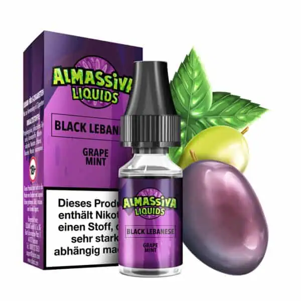 Al Massiva Liquid Black Lebanese Grape Mint – Nikotinhaltiges E-Liquid mit Traube und Minze für Dampfer, Produktfoto für elfbar-vapes.eu