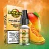 Al Massiva Liquid Wenn der Mond – E-Liquid mit Honigmelone, Mango und Ice-Aroma, Produktabbildung mit Früchten und Verpackung für elfbar-vapes.eu