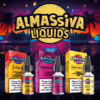 Al Massiva Liquids – Auswahl verschiedener nikotinhaltiger E-Liquids in bunten Verpackungen, sortiert nach Geschmacksrichtungen, für elfbar-vapes.eu