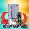 Dardania Pod Berry Mix vor farbigem Hintergrund – Verpackung mit 20 mg/ml Nikotinangabe, Pod-Kartusche daneben, umgeben von Fruchtmix aus Himbeeren, Heidelbeeren, Brombeeren und Erdbeeren, Spritzer-Effekt in Rot betont das Beerenaroma