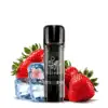 ELFBAR ELFA Strawberry Ice Pod mit frischen Erdbeeren und Eiswürfeln im Hintergrund – perfekte Darstellung des Geschmacksprofils